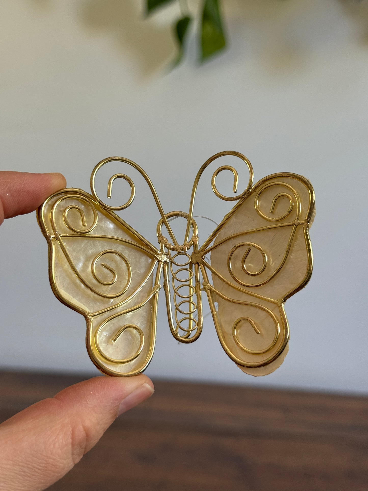Shell and Metal Butterfly Ornaments - Set of 6 Mixed