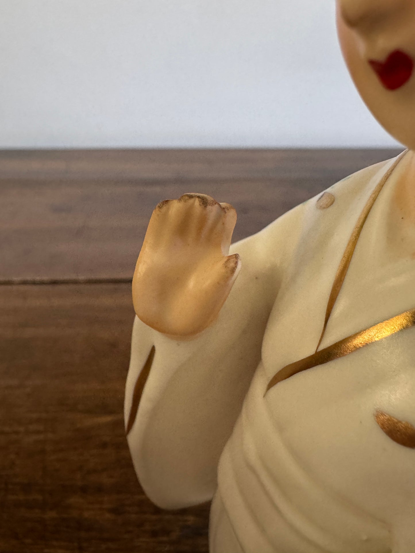 Ceramic Japanese Woman in White Kimono - Geisha Figurine