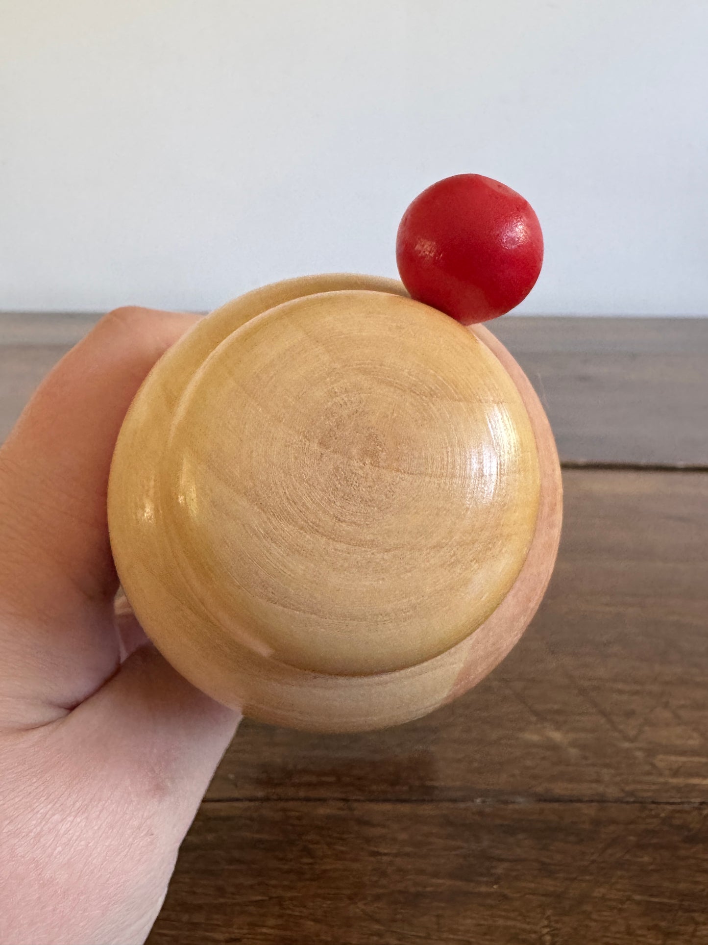 Vintage Wood Japanese Doll with Shield - Kokeshi Doll