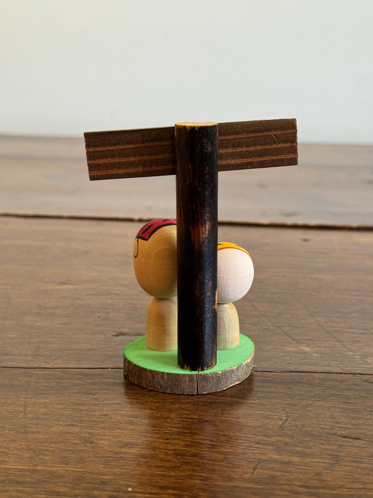 Wood Japanese Couple with Sign - Kokeshi Doll