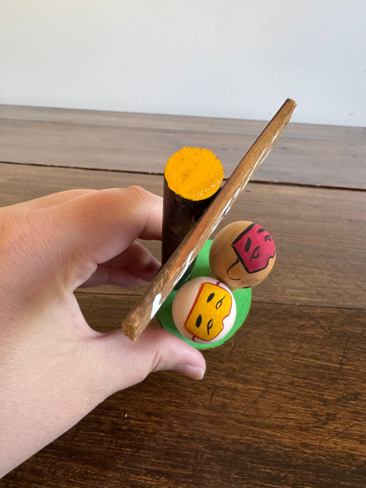 Wood Japanese Couple with Sign - Kokeshi Doll