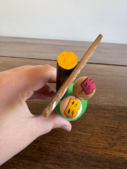 Wood Japanese Couple with Sign - Kokeshi Doll