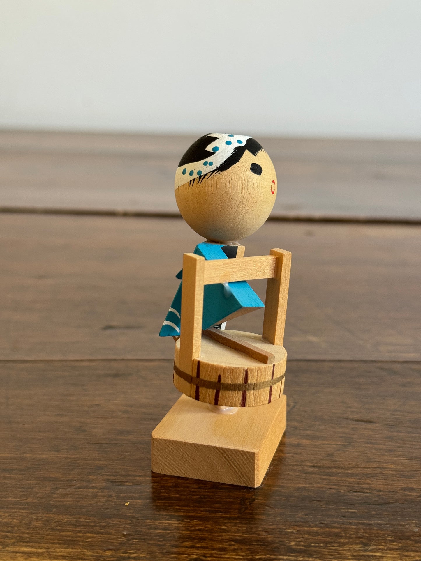 Japanese Wood Doll with Drum - Kokeshi Doll