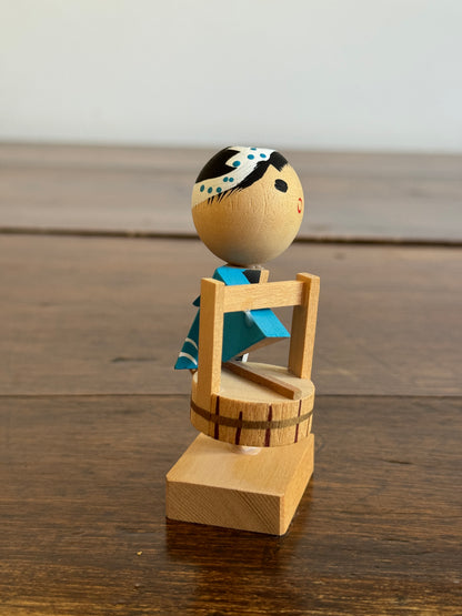 Japanese Wood Doll with Drum - Kokeshi Doll
