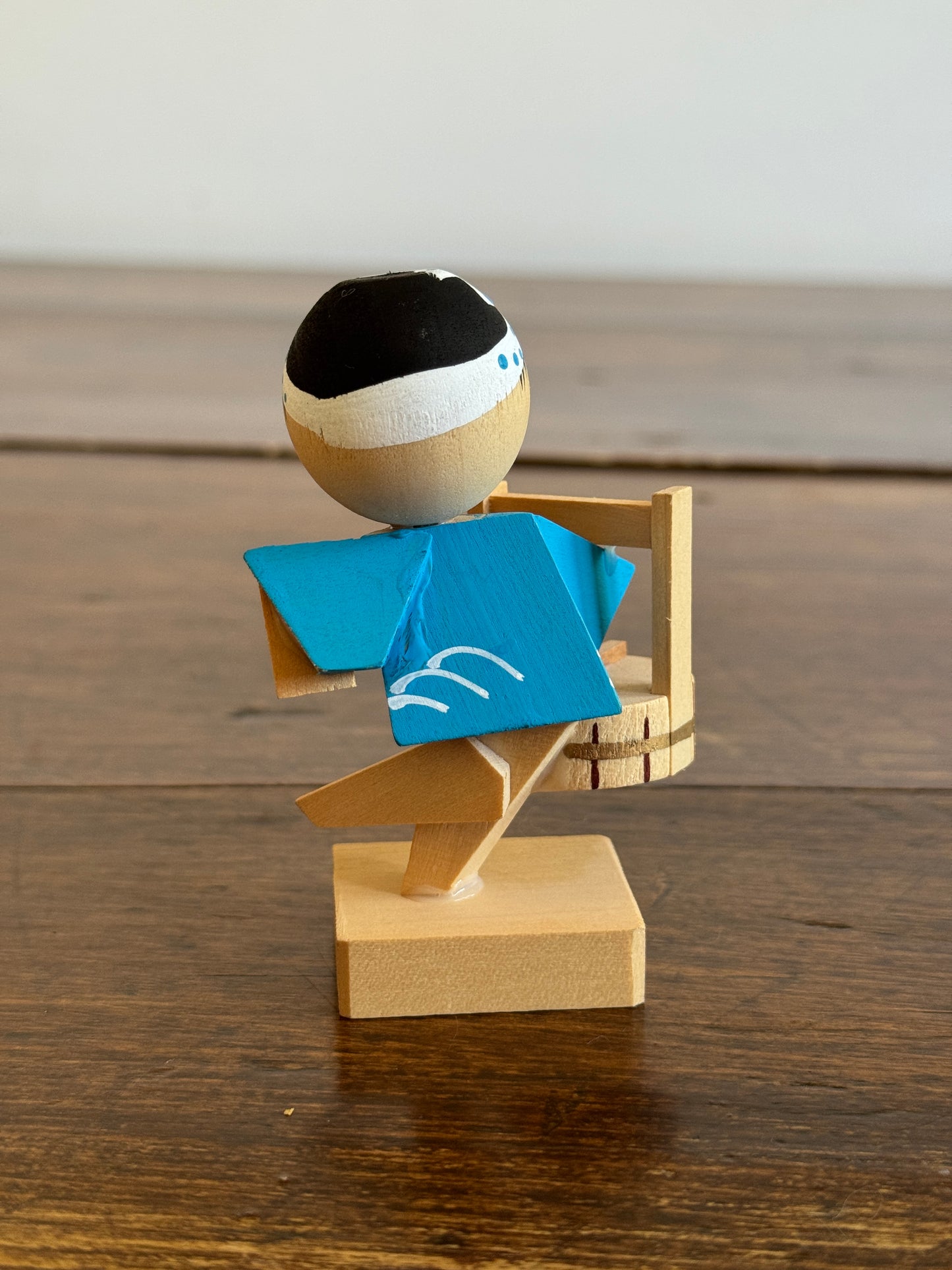 Japanese Wood Doll with Drum - Kokeshi Doll