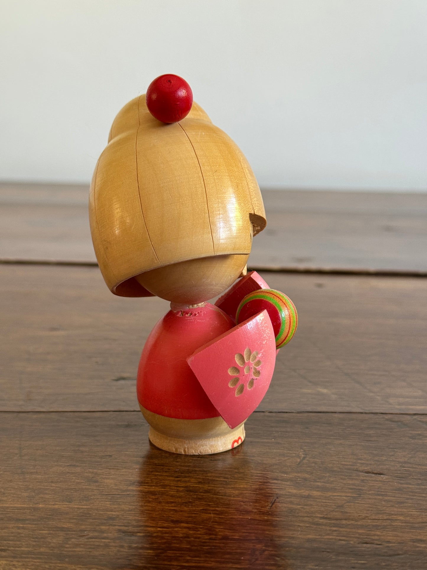 Japanese Wood Doll in Pink Kimono - Kokeshi Doll