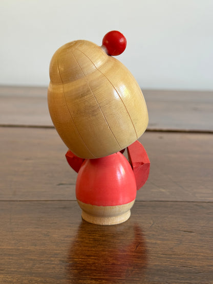 Japanese Wood Doll in Pink Kimono - Kokeshi Doll