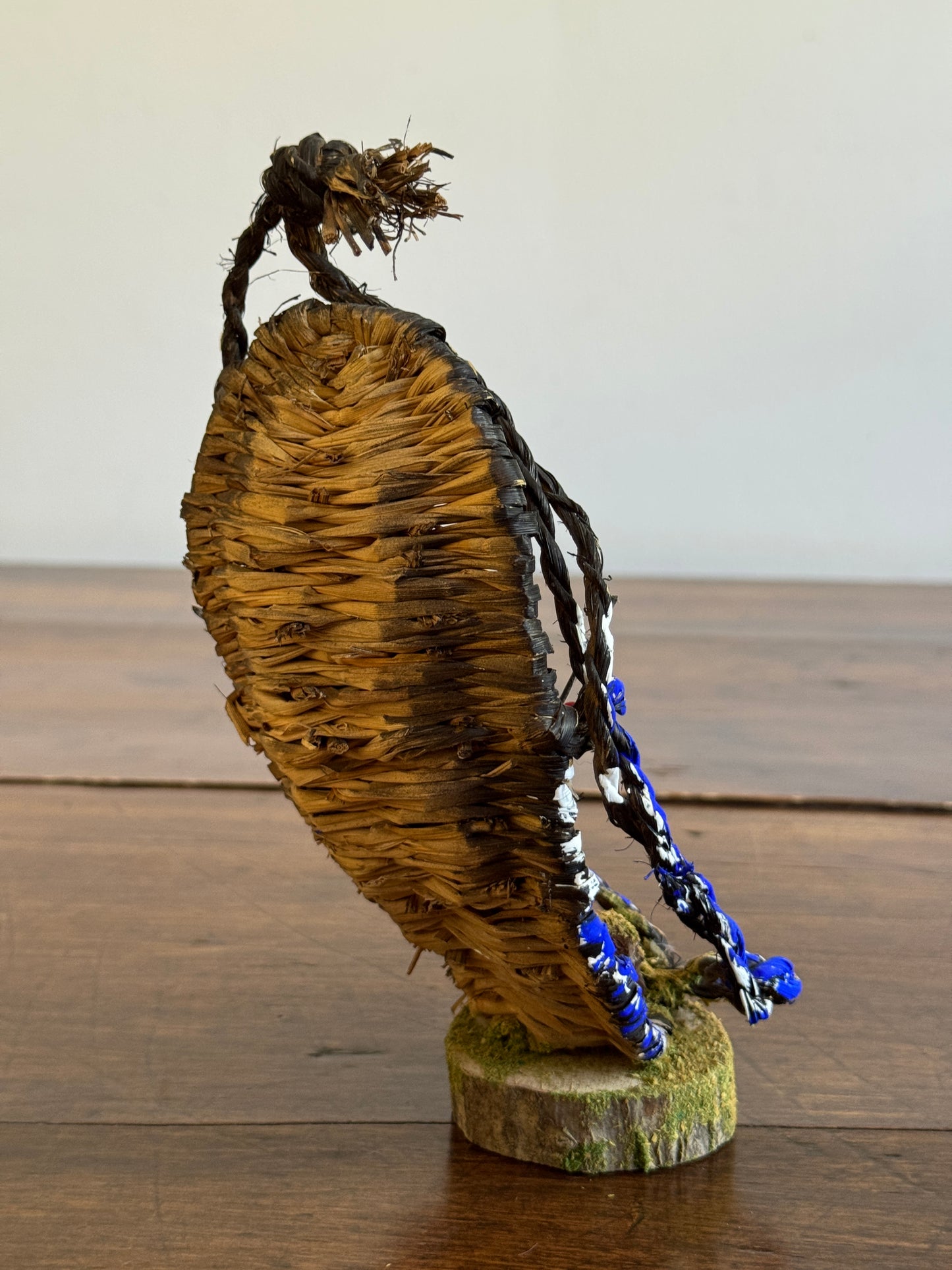 Japanese Fisherman Doll in Woven Scenic Basket Art
