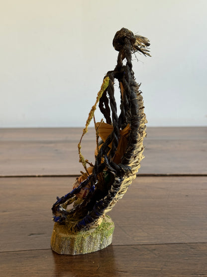 Japanese Fisherman Doll in Woven Scenic Basket Art
