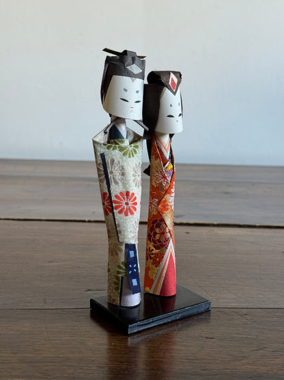 Vintage Japanese Paper Doll Couple in Traditional Dress