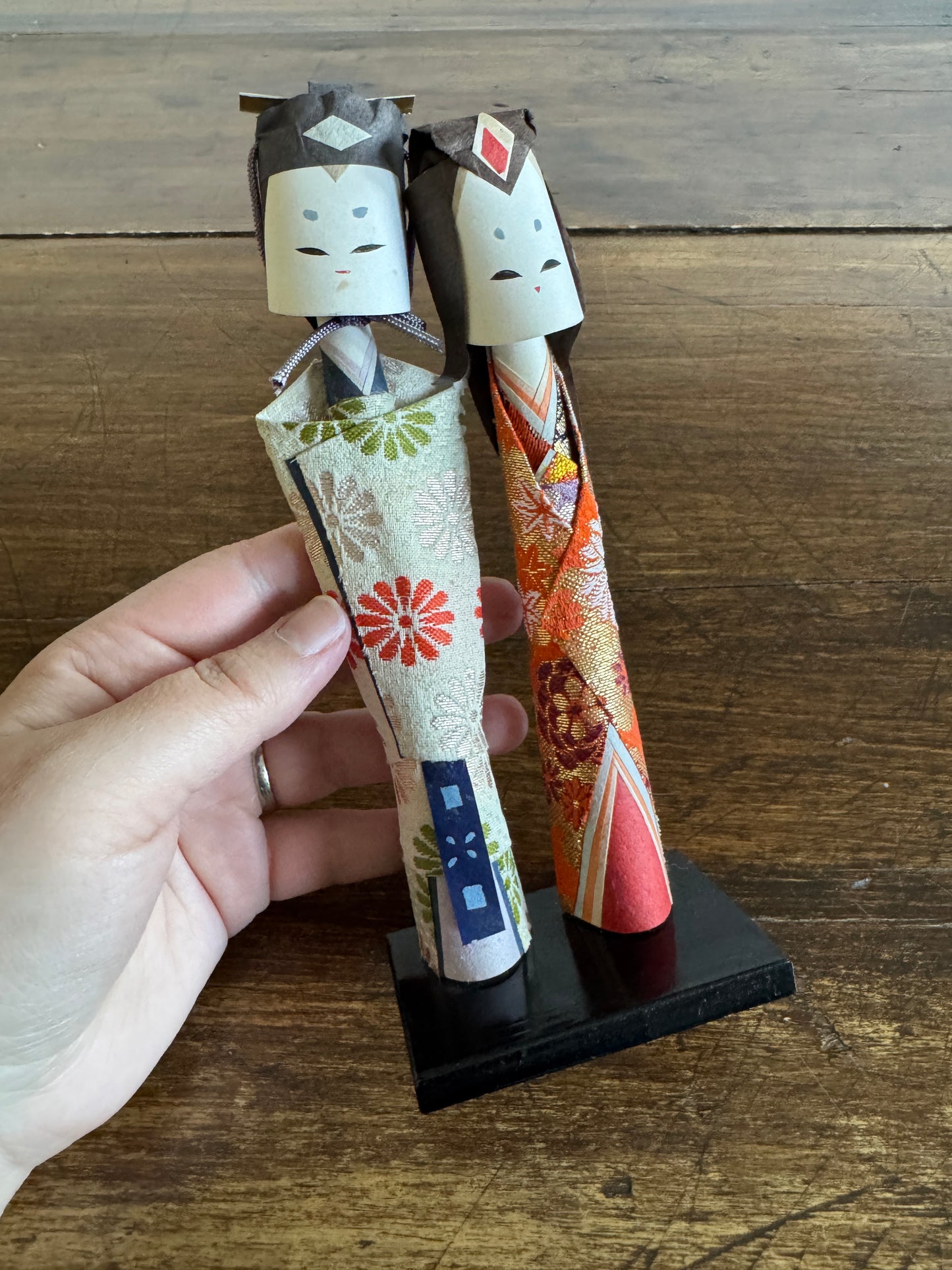 Vintage Japanese Paper Doll Couple in Traditional Dress
