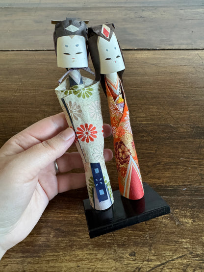 Vintage Japanese Paper Doll Couple in Traditional Dress