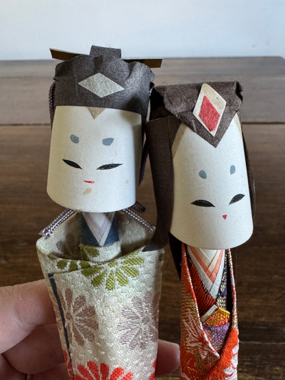 Vintage Japanese Paper Doll Couple in Traditional Dress