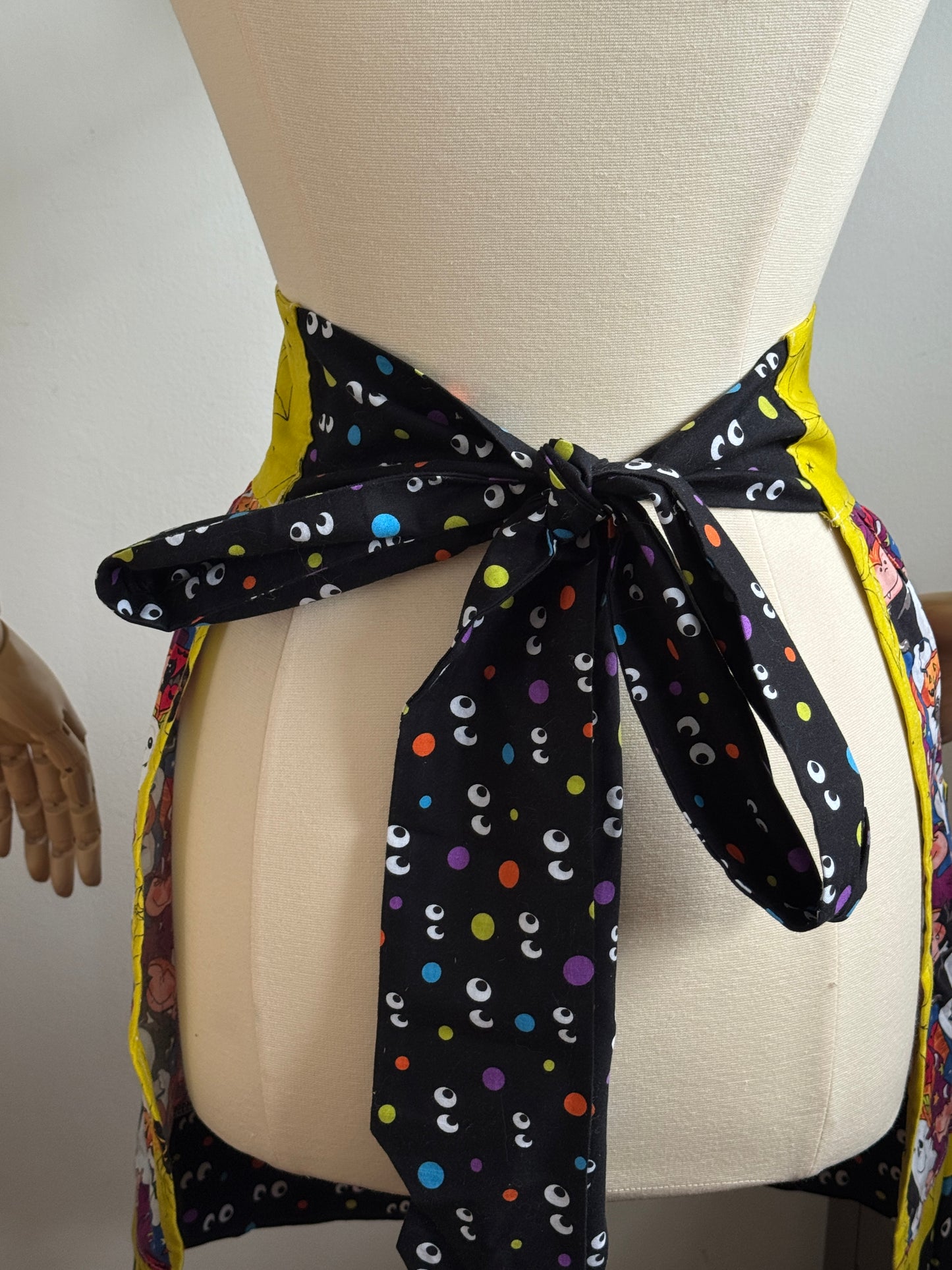 Handmade Halloween Themed Apron with Two Pockets and Darling Mixed Fabrics
