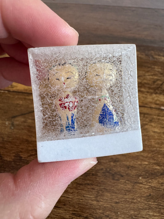 Japanese Dolls in Crackle Casing