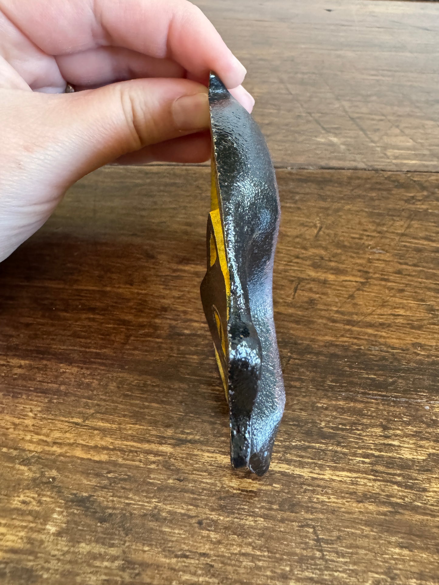 Vintage Yellow Enamel Cat Trinket Dish