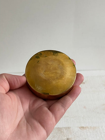 Vintage Brass Aspirin Pill Box - Brass Medication Stash Box - Brass Trinket Box Shaped Like Aspirin Pill