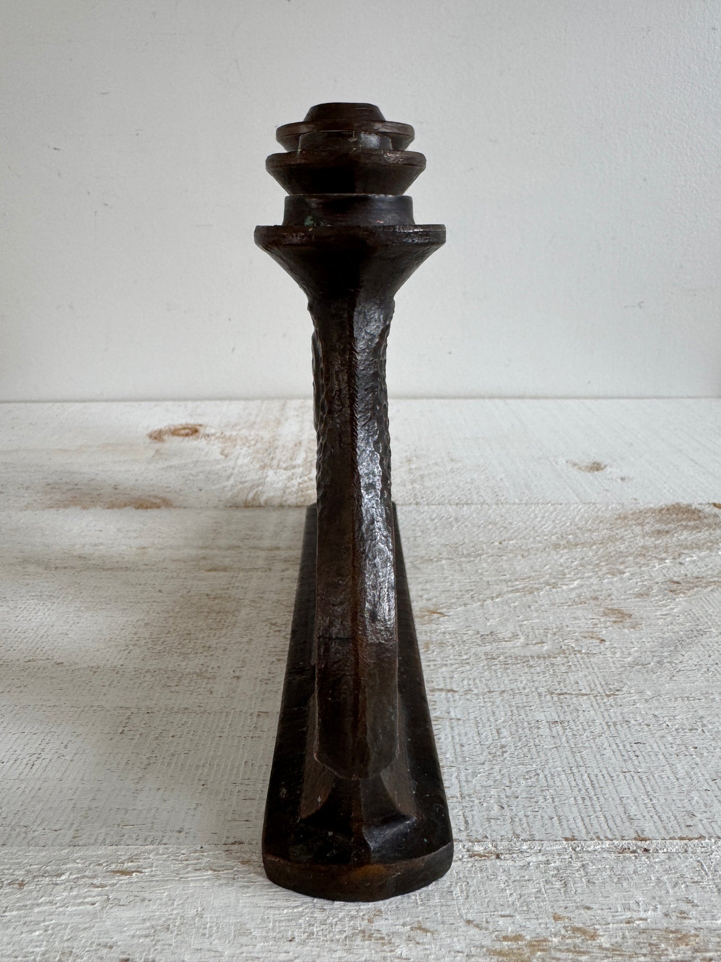Vintage Matryoshka Candle Holder - Soviet Iron Candelabra with Three Dolls