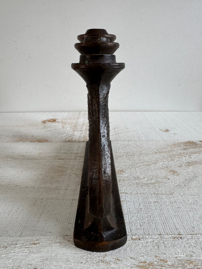 Vintage Matryoshka Candle Holder - Soviet Iron Candelabra with Three Dolls