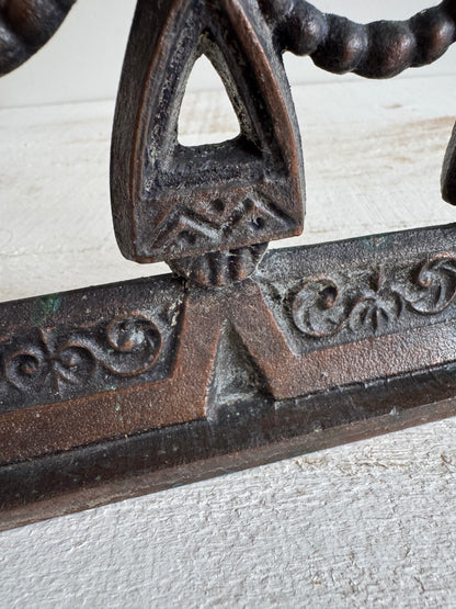 Vintage Matryoshka Candle Holder - Soviet Iron Candelabra with Three Dolls