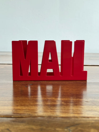 Vintage Large Letter "MAIL" Red Mail Holder - Letter Organizer