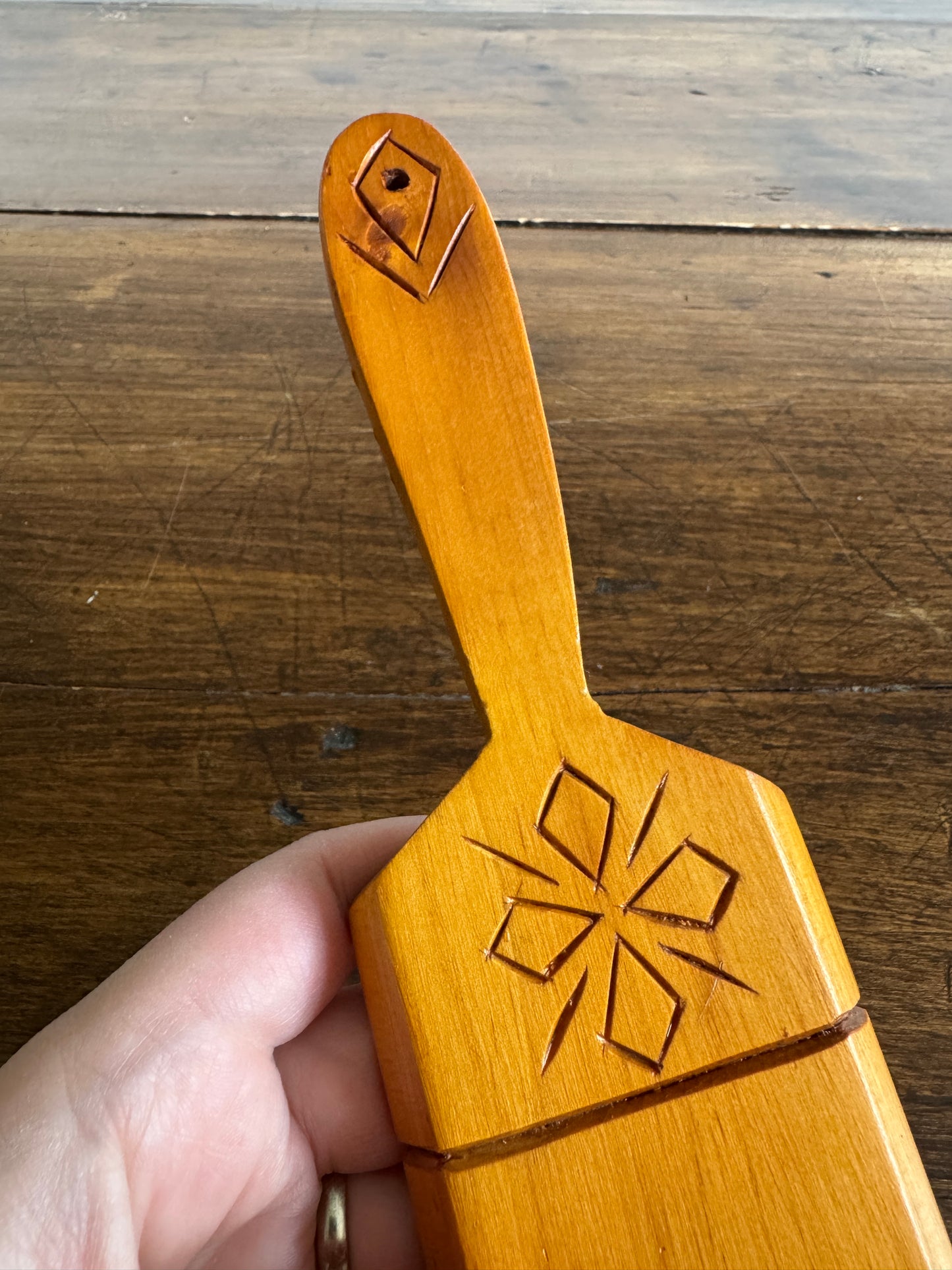 Vintage Hand Carved Wood Butter Paddle