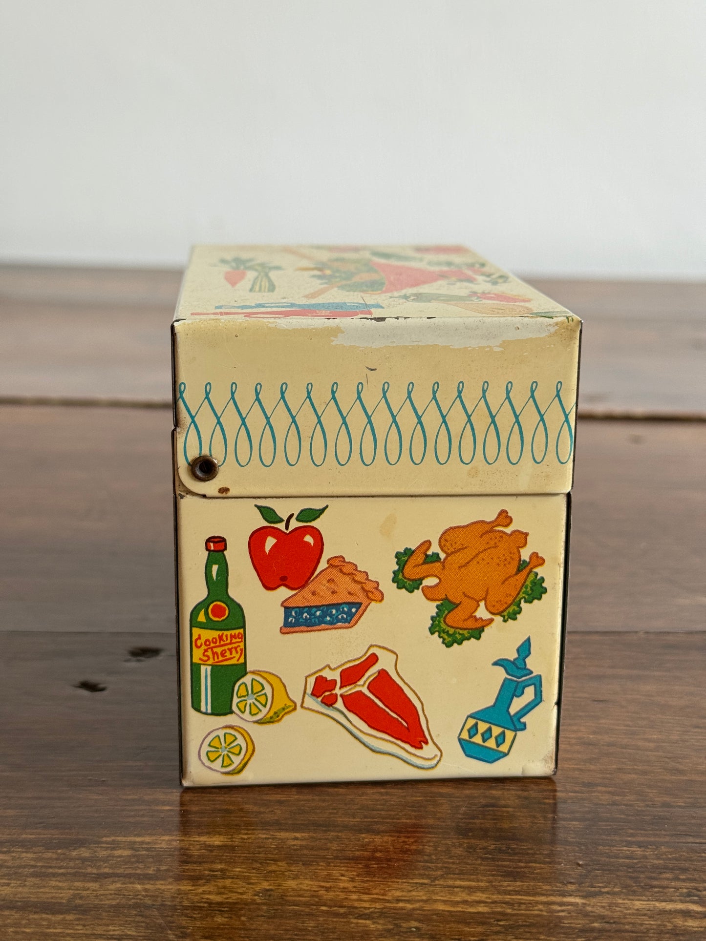 Vintage Metal Lobster and Kitchen Print Recipe Card Holder with Inserts