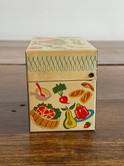 Vintage Metal Lobster and Kitchen Print Recipe Card Holder with Inserts