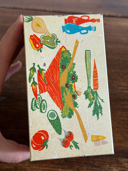 Vintage Metal Lobster and Kitchen Print Recipe Card Holder with Inserts