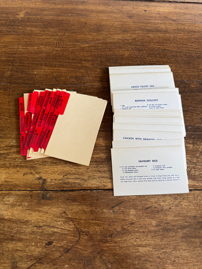 Vintage Set of Printed Recipe Cards and Tab Organizers