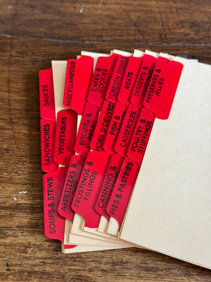 Vintage Set of Printed Recipe Cards and Tab Organizers