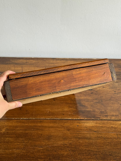 Vintage Shallow Wood and Glass Shelf with Multi Levels and Door
