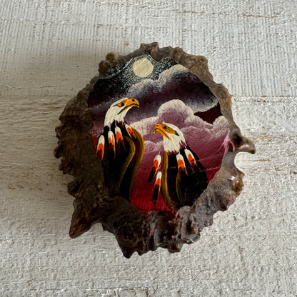 Painted Eagle Moose Antler Native Art Sculpture - Canadian Art - Made in Canada
