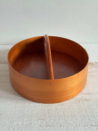 Vintage Wood Hand Crafted Shaker Style Caddy - Two Section Bent Wood Storage Basket - Signed