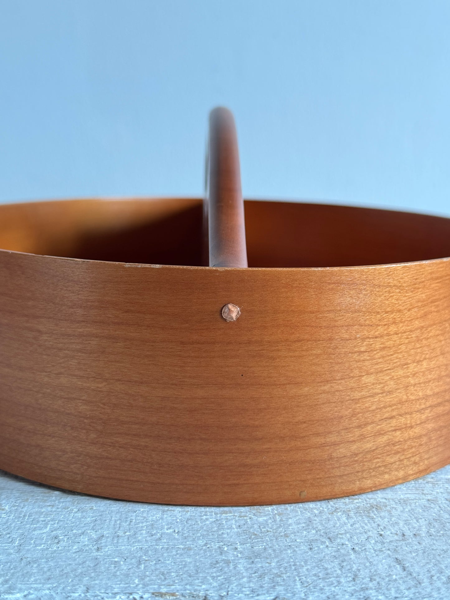 Vintage Wood Hand Crafted Shaker Style Caddy - Two Section Bent Wood Storage Basket - Signed