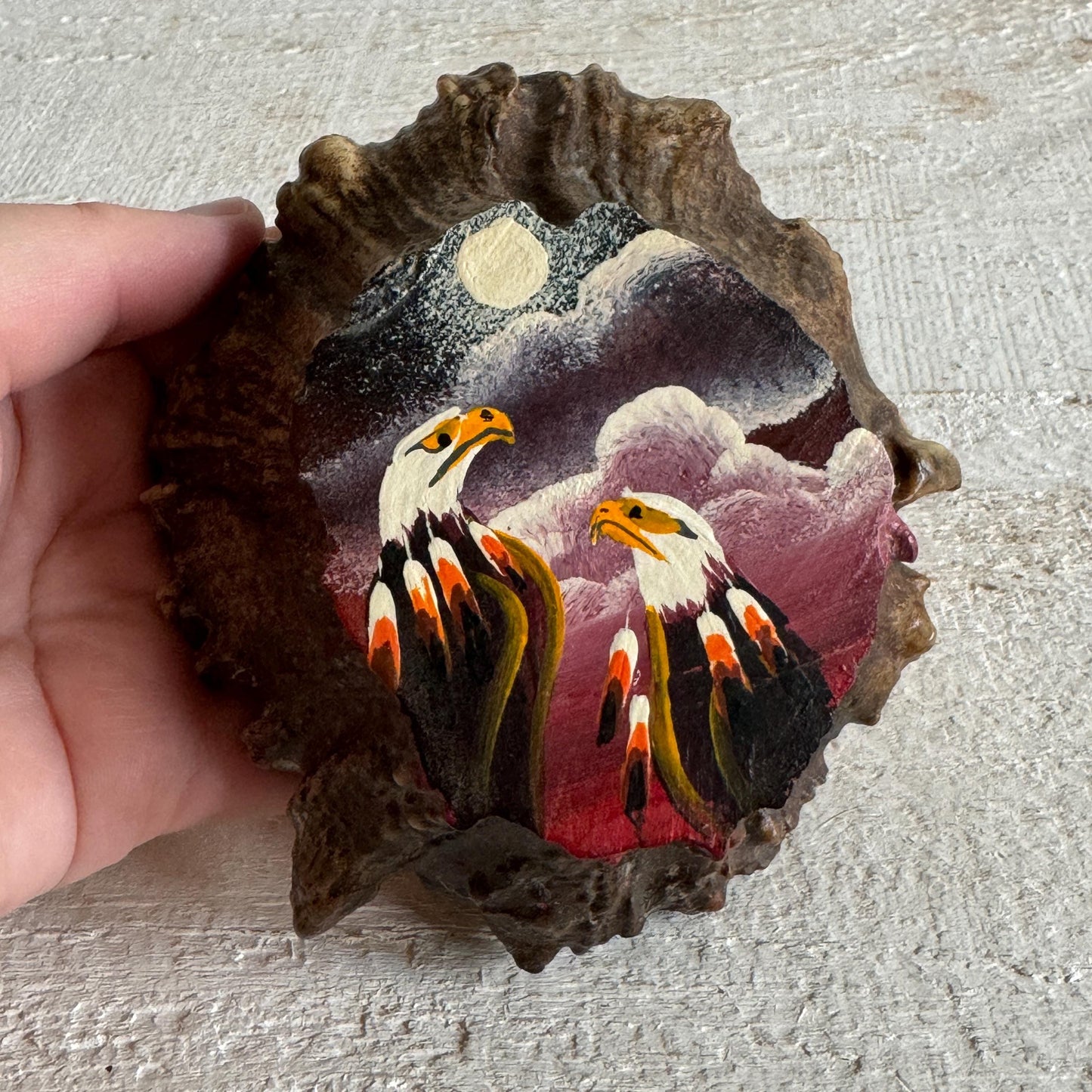 Painted Eagle Moose Antler Native Art Sculpture - Canadian Art - Made in Canada