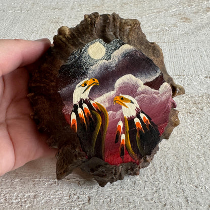 Painted Eagle Moose Antler Native Art Sculpture - Canadian Art - Made in Canada
