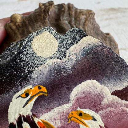 Painted Eagle Moose Antler Native Art Sculpture - Canadian Art - Made in Canada
