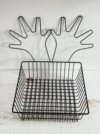 Black Wire Basket with Two Open Hands on Back - Finger Puppet Hand Display Basket for Retail or Markets