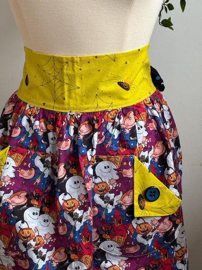 Handmade Halloween Themed Apron with Two Pockets and Darling Mixed Fabrics