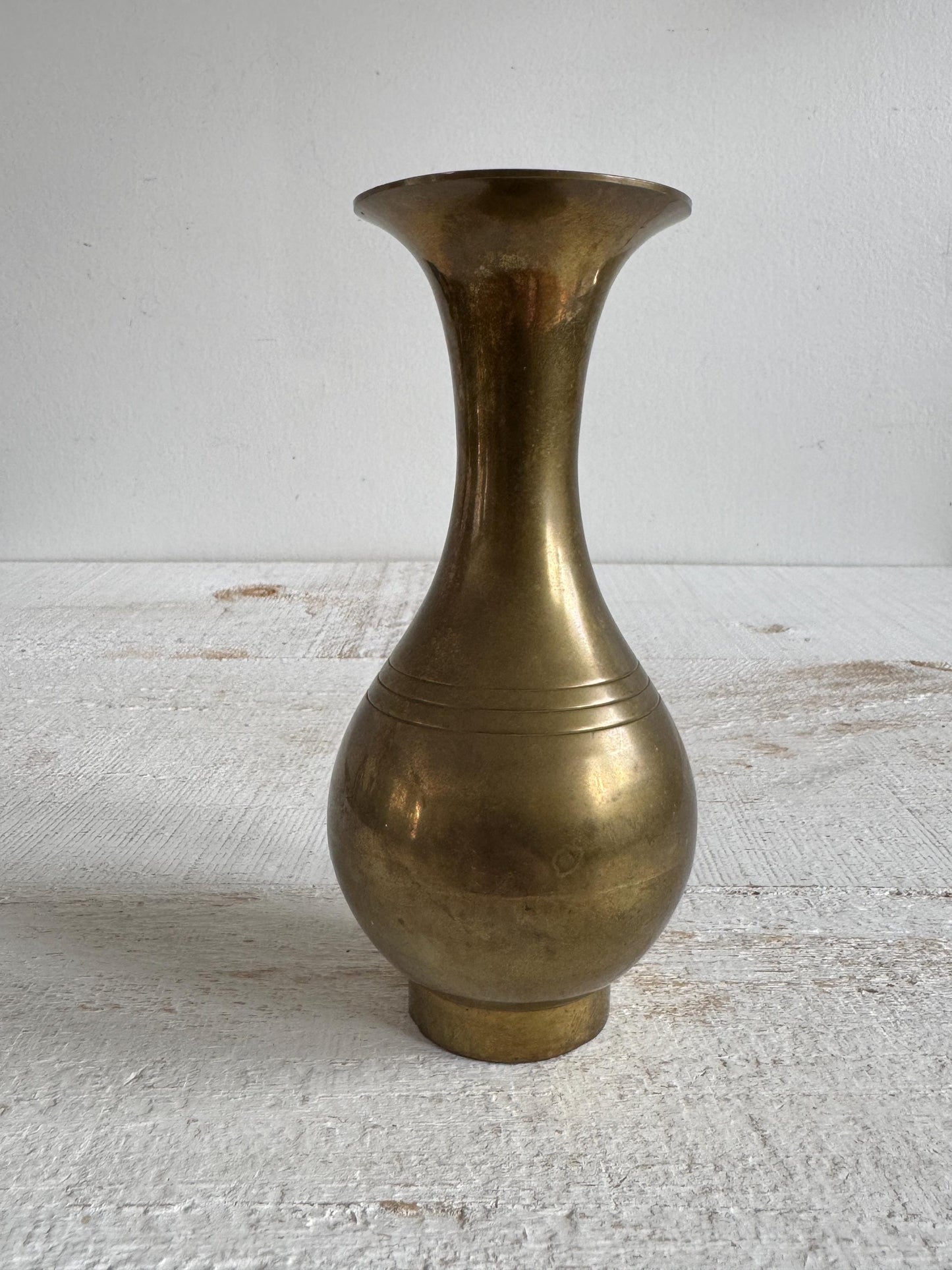 Vintage Small Brass Bud Vase - Vintage Brass Rounded and Fluted Vase - Made in India