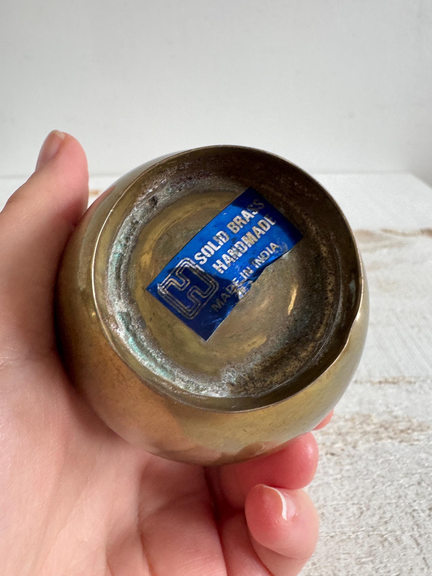 Vintage Small Brass Bud Vase - Vintage Brass Rounded and Fluted Vase - Made in India