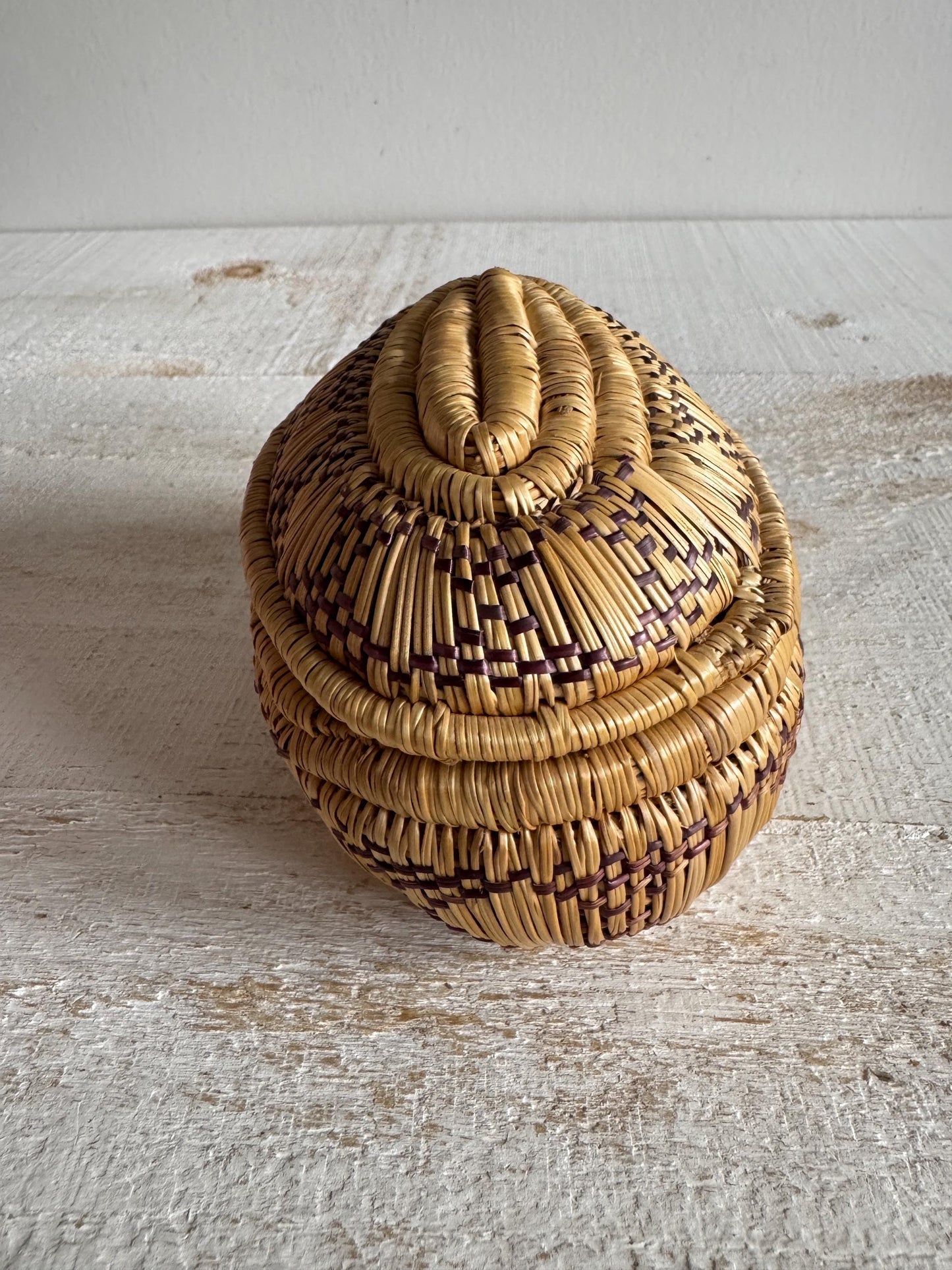 Woven Tight Woven Coil Basket with Lid - Small Storage Basket with Woven Detailed and Lid