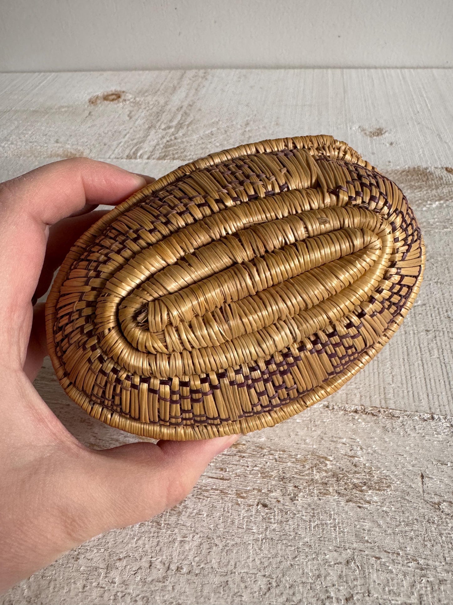 Woven Tight Woven Coil Basket with Lid - Small Storage Basket with Woven Detailed and Lid