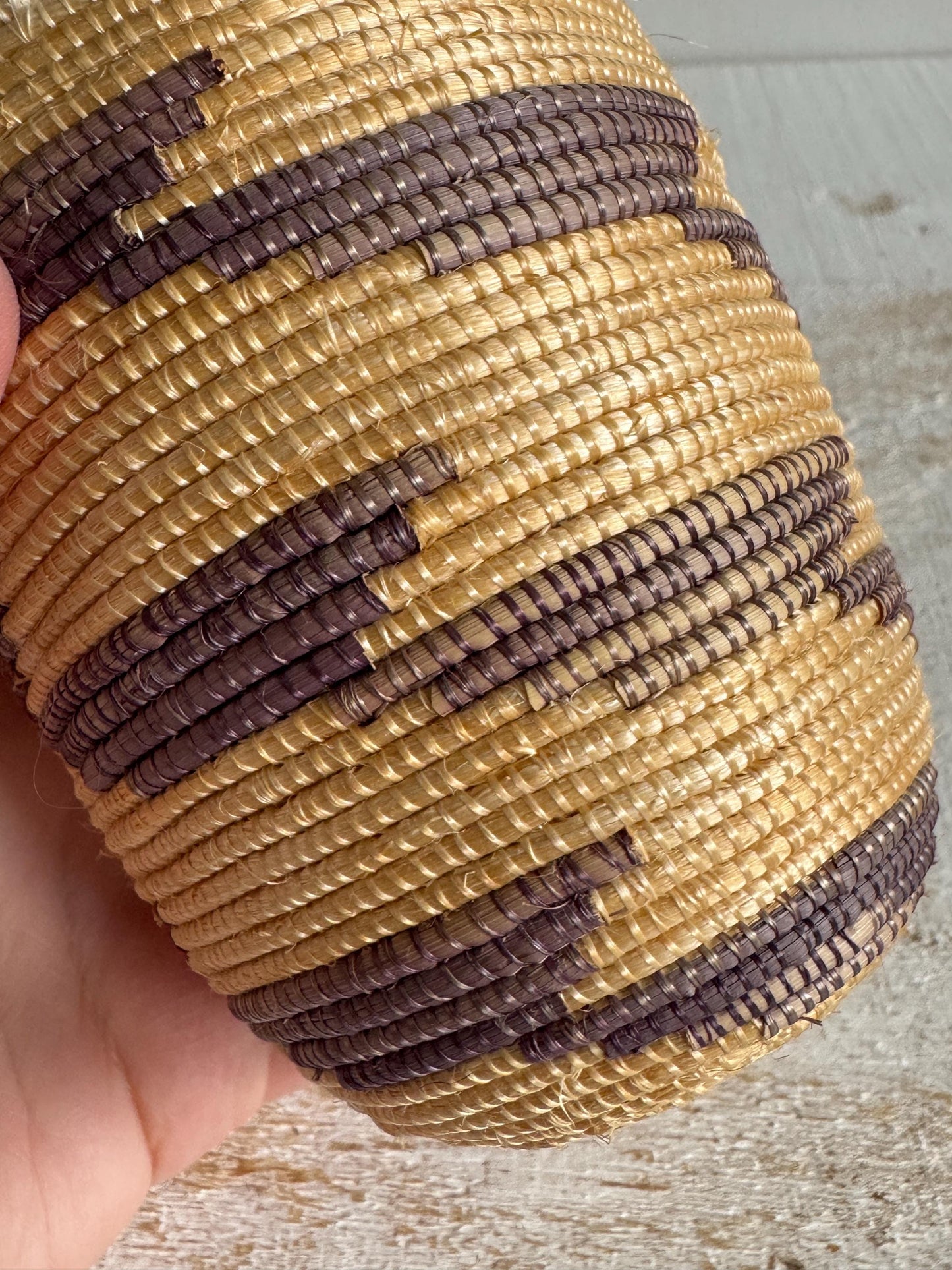 Woven Tight Woven Coil Basket with Pointed Lid - Small Storage Basket with Woven Detailed and Point Top
