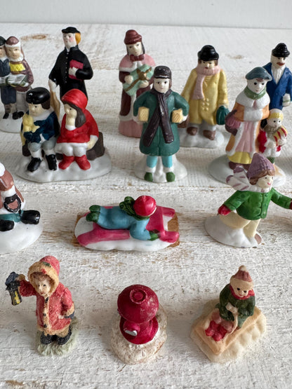 Mixed Lot of Christmas Village People - Mixed Lot of Seasonal Miniatures