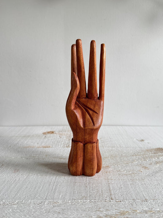 Vintage Wood Carved Wood Hand Sculpture Figurine - Wooden Hand Decor