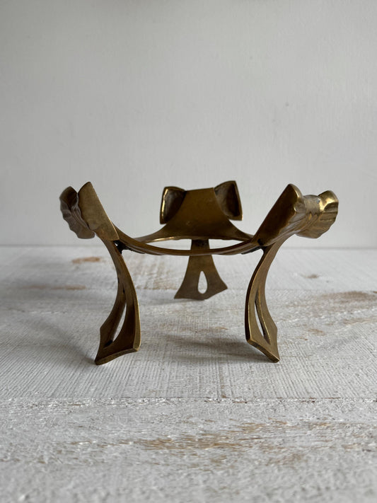 Vintage Brass Stand for Spheres or Globes with Bow Detailing - Metal Ornate Holder Stand Base - Made in India